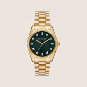 Michael Kors Women's Lexington Clear Stone-Set Green Dial Watch MK7449