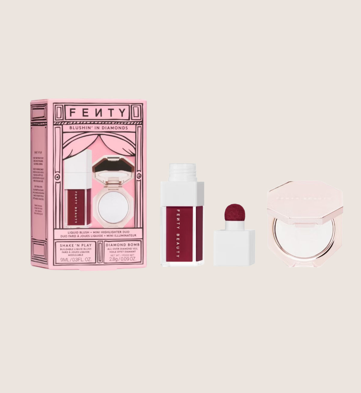 Fenty Beauty Blushin In Diamonds Liquid Blush And Highlighter Duo Beauty Gift Set For Her
