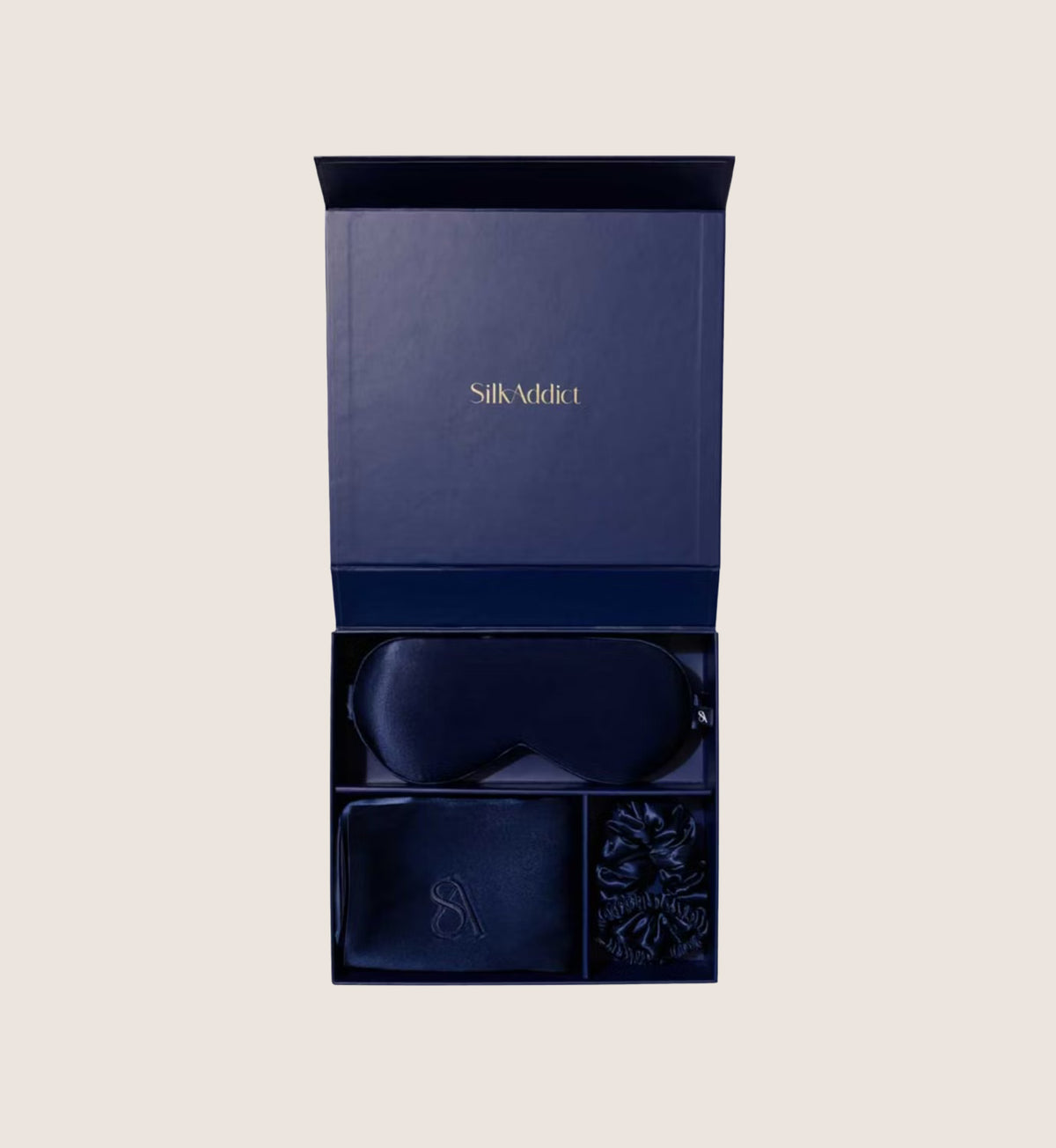 Silk Addict 100% Mulberry Silk Navy Beauty Gift Set For Her
