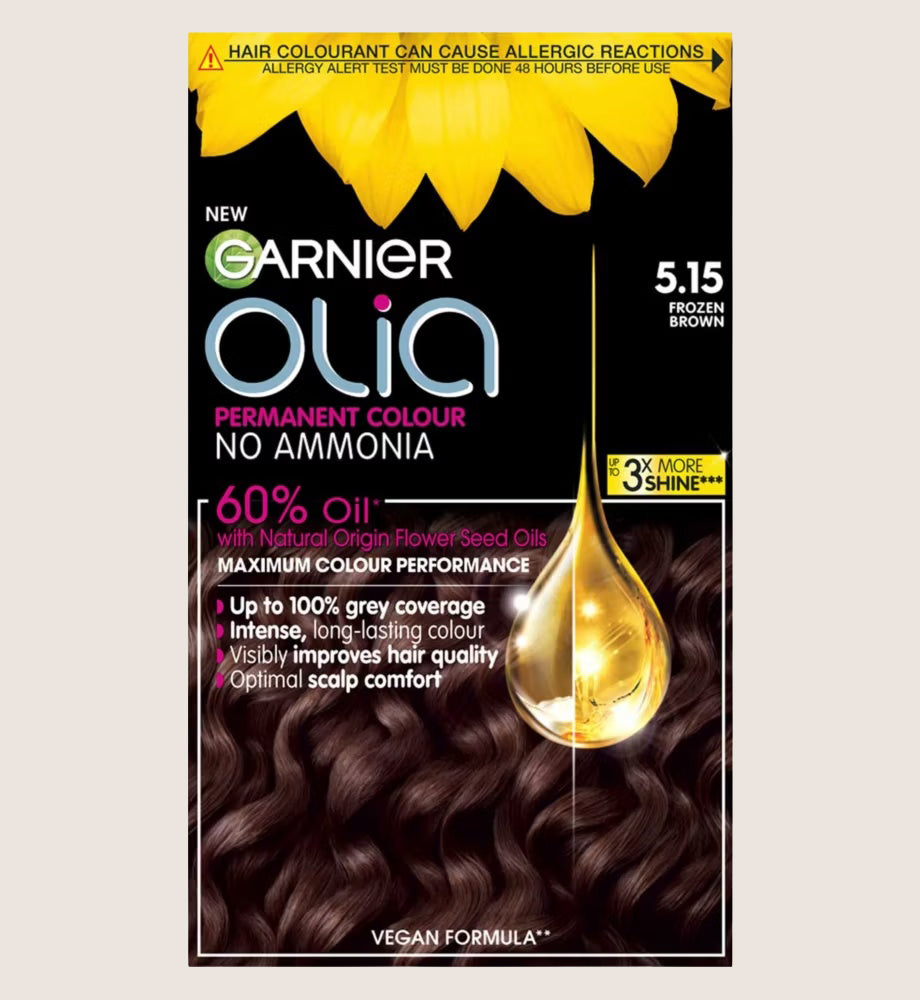 Garnier Olia 5.15 Frozen Brown: 100% Grey Coverage, No Ammonia, for luminous hair color