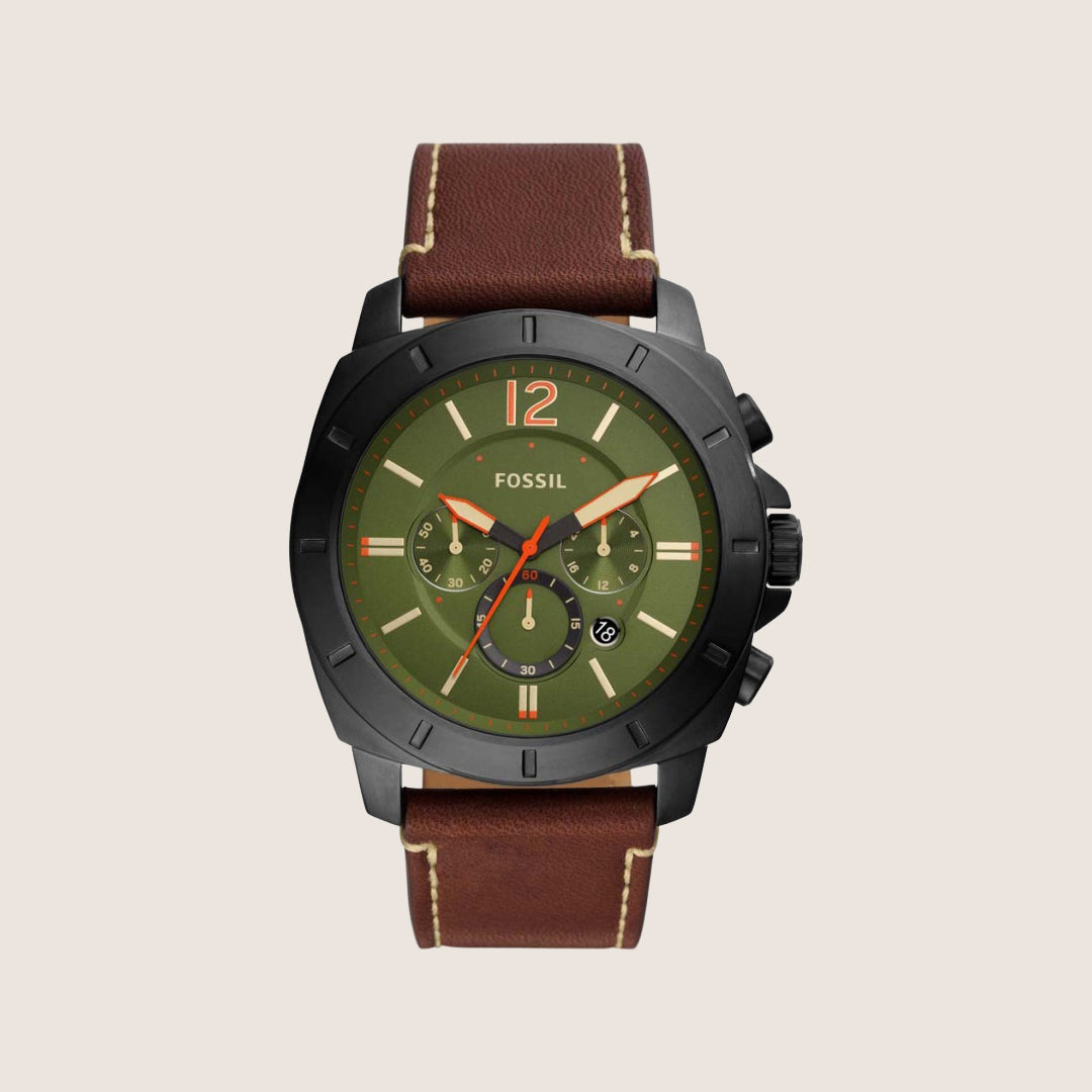 Fossil Mens Privateer Green Chronograph Cushion Watch BQ2760