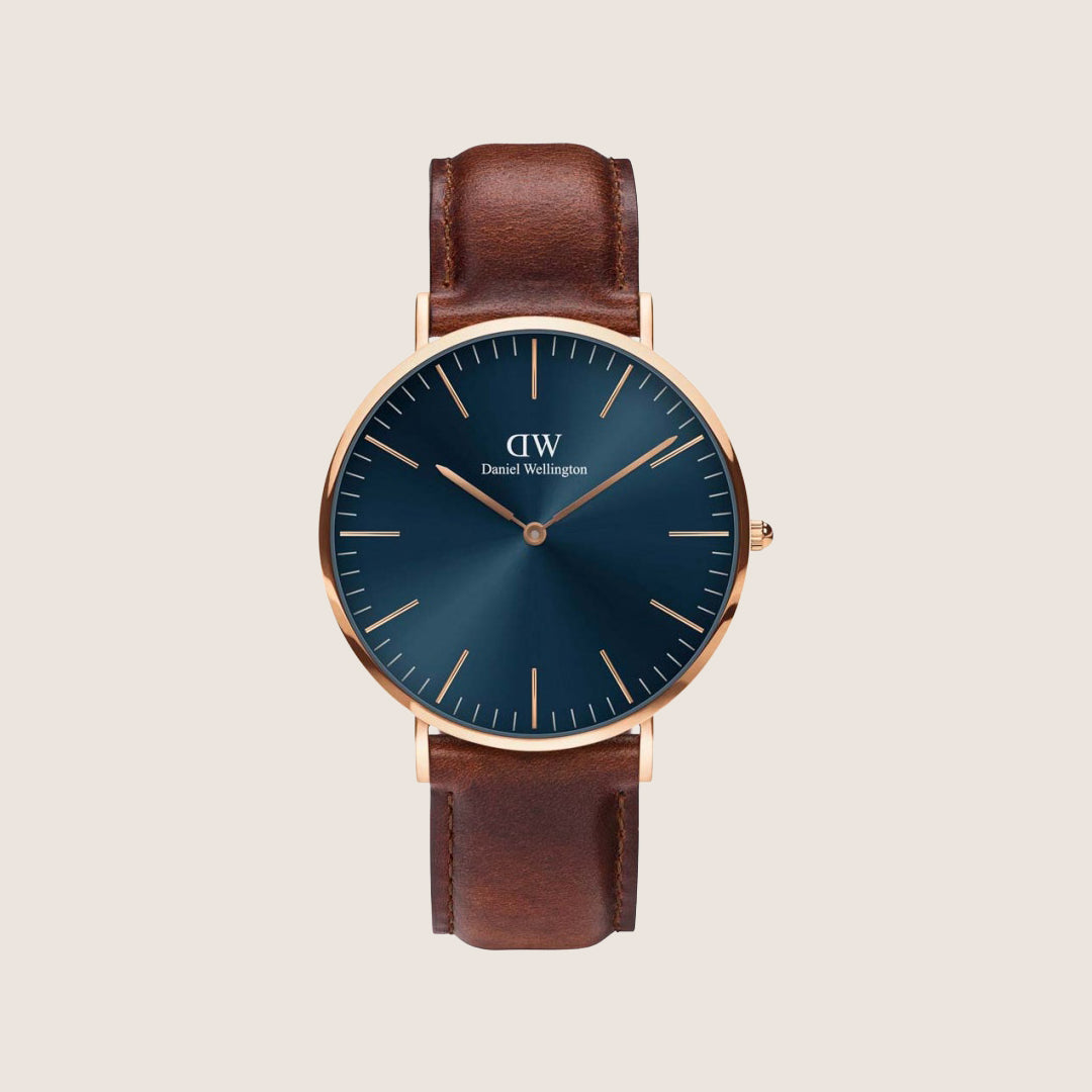 Daniel Wellington Mens Classic St Mawes Rose Gold Blue Dial 40mm Watch DW00100626
