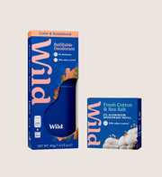 Wild Men's Starter Pack Cotton & Sea Salt Deodorant Bundle Refillable Case + Refill 2 x 40g