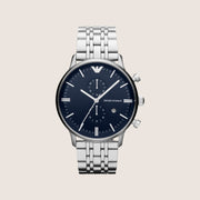 Emporio Armani Men's Watch Black Dial Silver Steel Bracelet AR1648