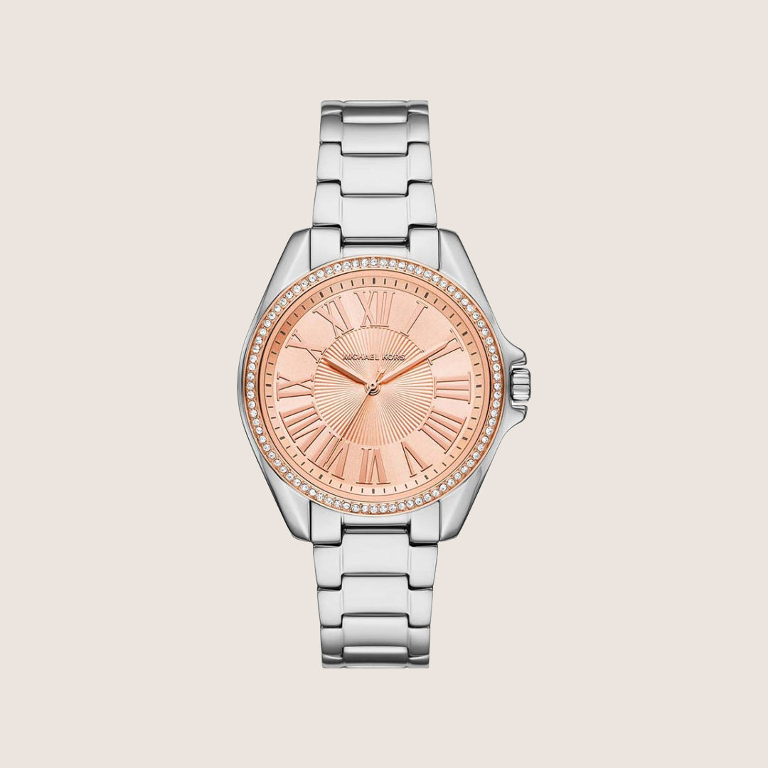 Michael Kors Women's Kacie Clear Stone-Set Rose Gold Dial Watch MK4854