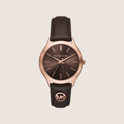 Michael Kors Women's Slim Runway Brown Dial Rose Gold Case Watch MK7546