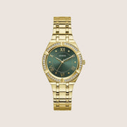 Guess Women's Cosmo Watch Crystal-Set Green Dial GW0033L8