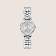 Guess Women's Ribbon Watch Crystals-Set Silver Dial GW0838L1