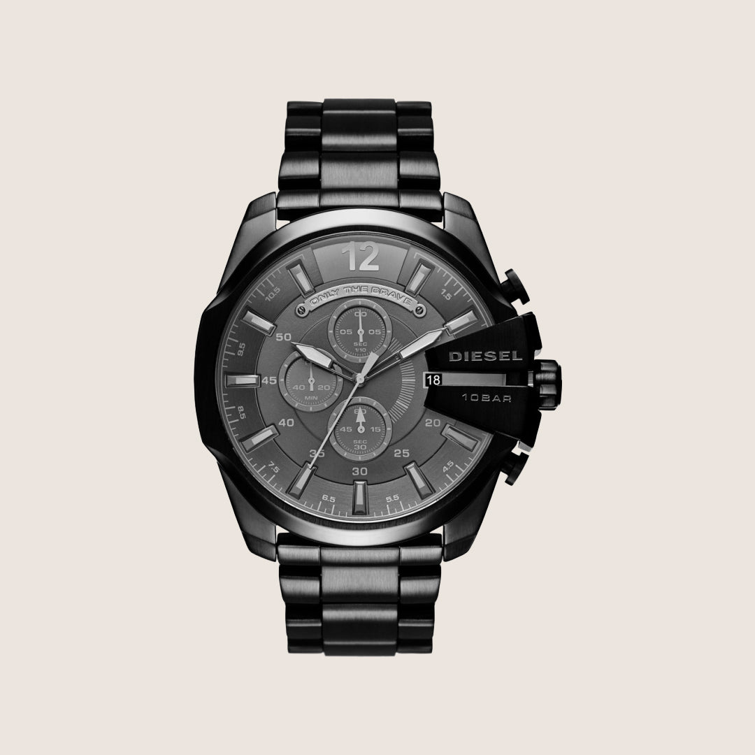 Diesel Mens Mega Chief Chronograph Black Dial Watch DZ4355