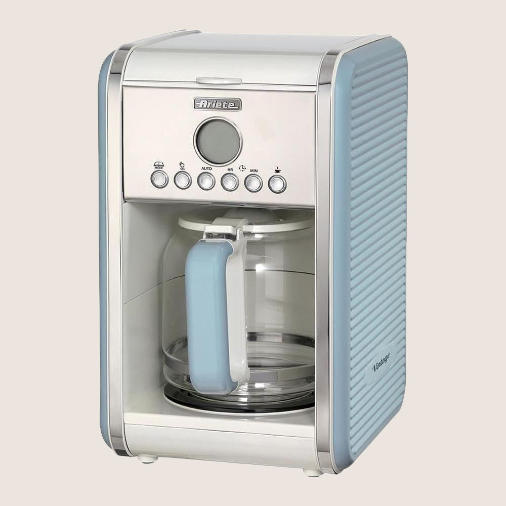 ARIETE Vintage 1342 Filter Coffee Machine Programmable Keep Warm 12 Cups - Blue