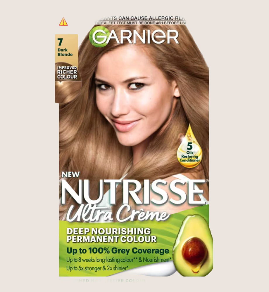 Garnier Nutrisse Ultra Crème Dye, Vegan, 7 Dark Blonde Vegan Formula