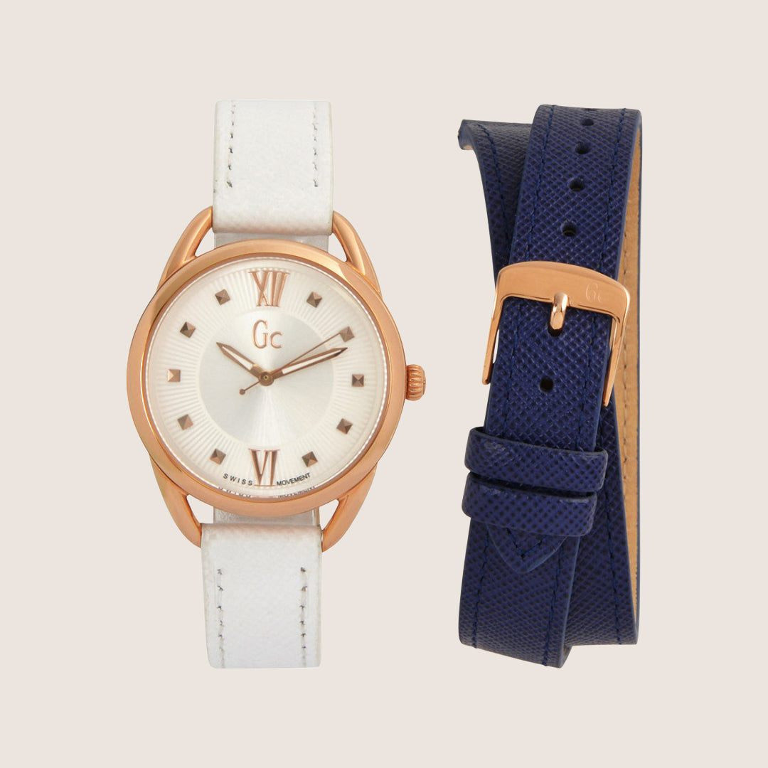 GC Ladies Twist Rose Gold White Dial Interchangeable Strap Gift Set Y13002L1
