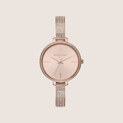Michael Kors Women's Jaryn Clear Stone-Set Rose Gold Dial Watch MK3785