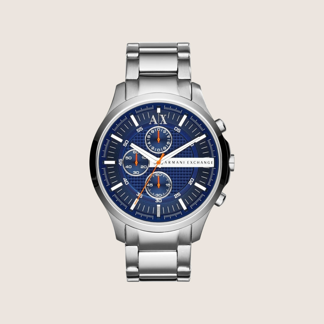 Armani Exchange Men's Dress Watch Blue Dial 46mm Silver Case AX2155