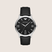 Emporio Armani Men's Watch Black Dial Black Leather Strap AR11210