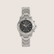 Rotary Mens Time Chronograph Black Dial Silver Stainless Steel Bracelet Watch GB00218-05