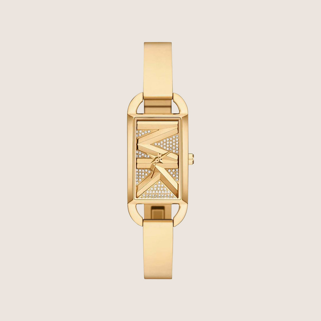 Michael Kors Women's Empire Clear Stone-Set Gold Dial Watch MK4840