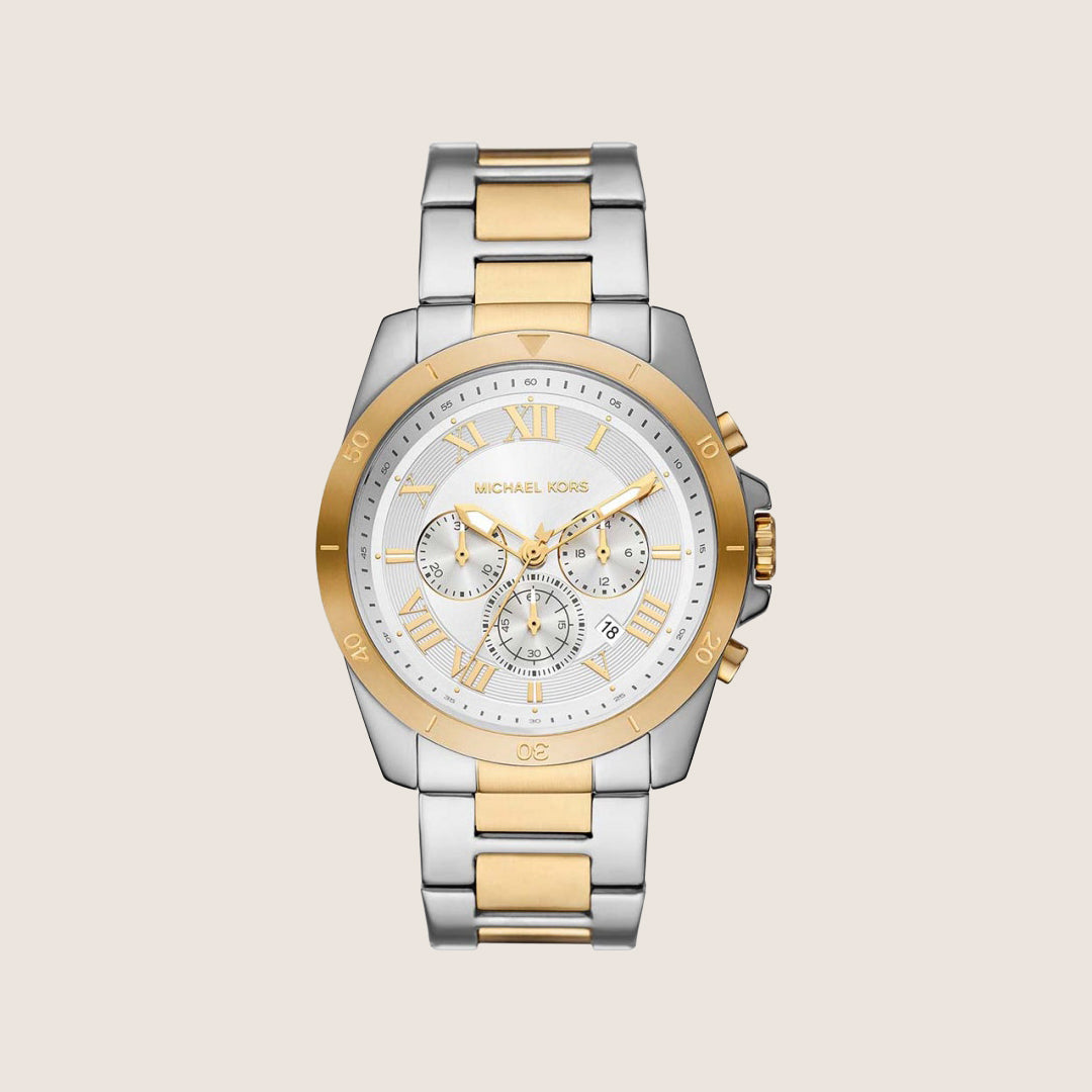Michael Kors Men's Alek Chronograph Silver Dial Two-Tone Stainless Steel Watch MK9183