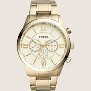 Fossil Men's Flynn Gold Dial Stainless Steel Bracelet Watch BQ1128IE