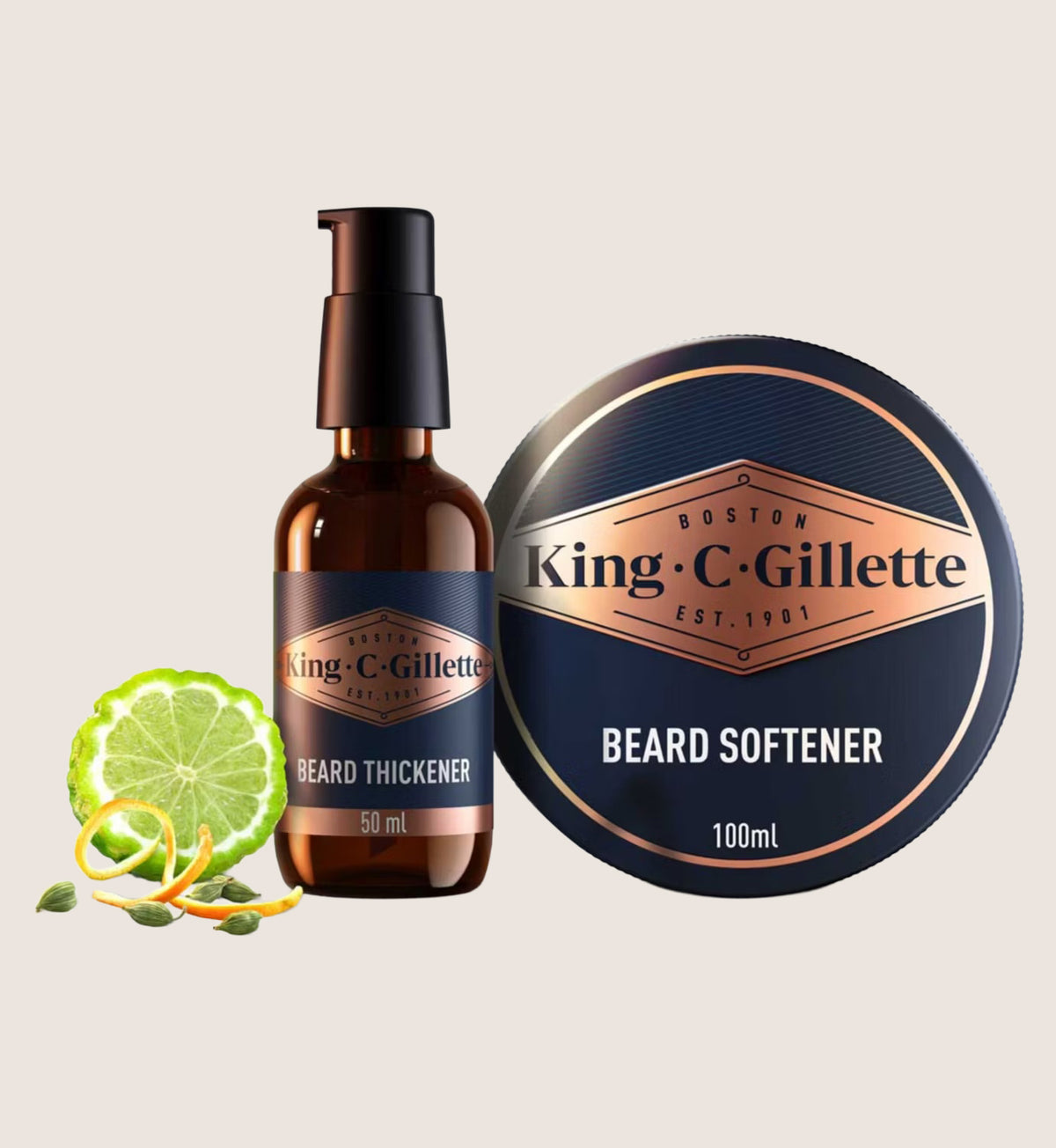 King C. Gillette Beard Thickener & Beard Balm Bundle Beard Care Duo 50ml + 100ml