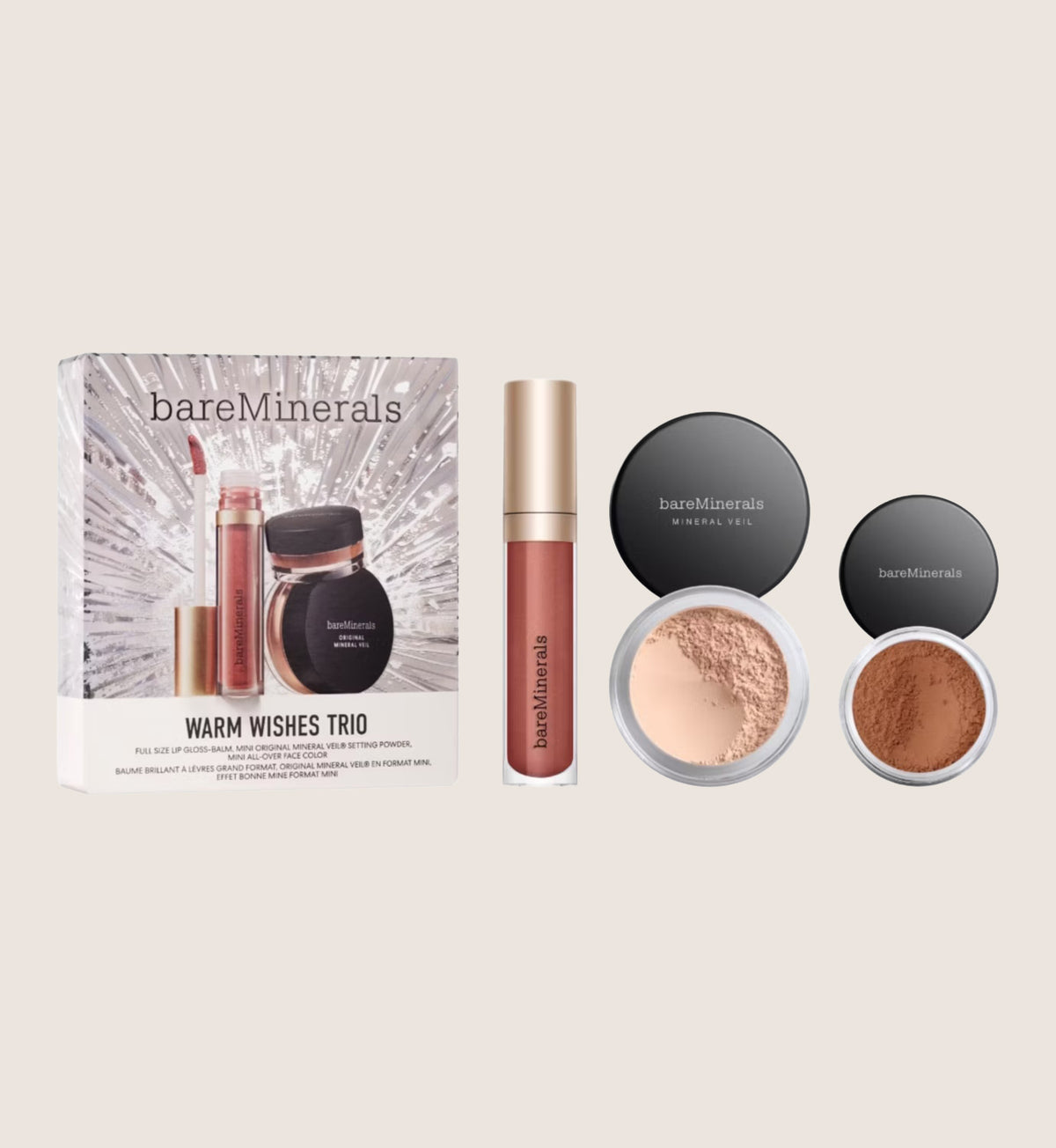 bareMinerals Warm Wishes All-Over Glow Trio 4ml + 2g + 0.57g Beauty Gift Set For Her