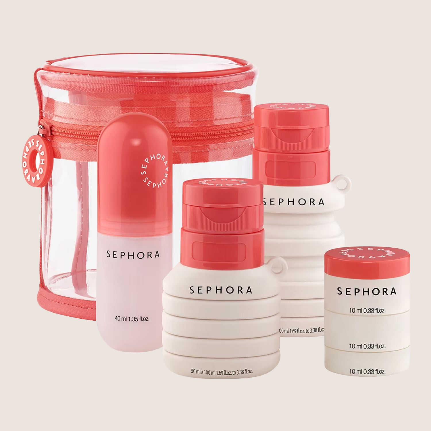 Sephora Collection Travel Bottles Set Refillable Multi-Bottle Toiletry Kit