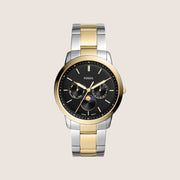 Fossil Mens Neutra Black Dial Two Tone Watch FS5906