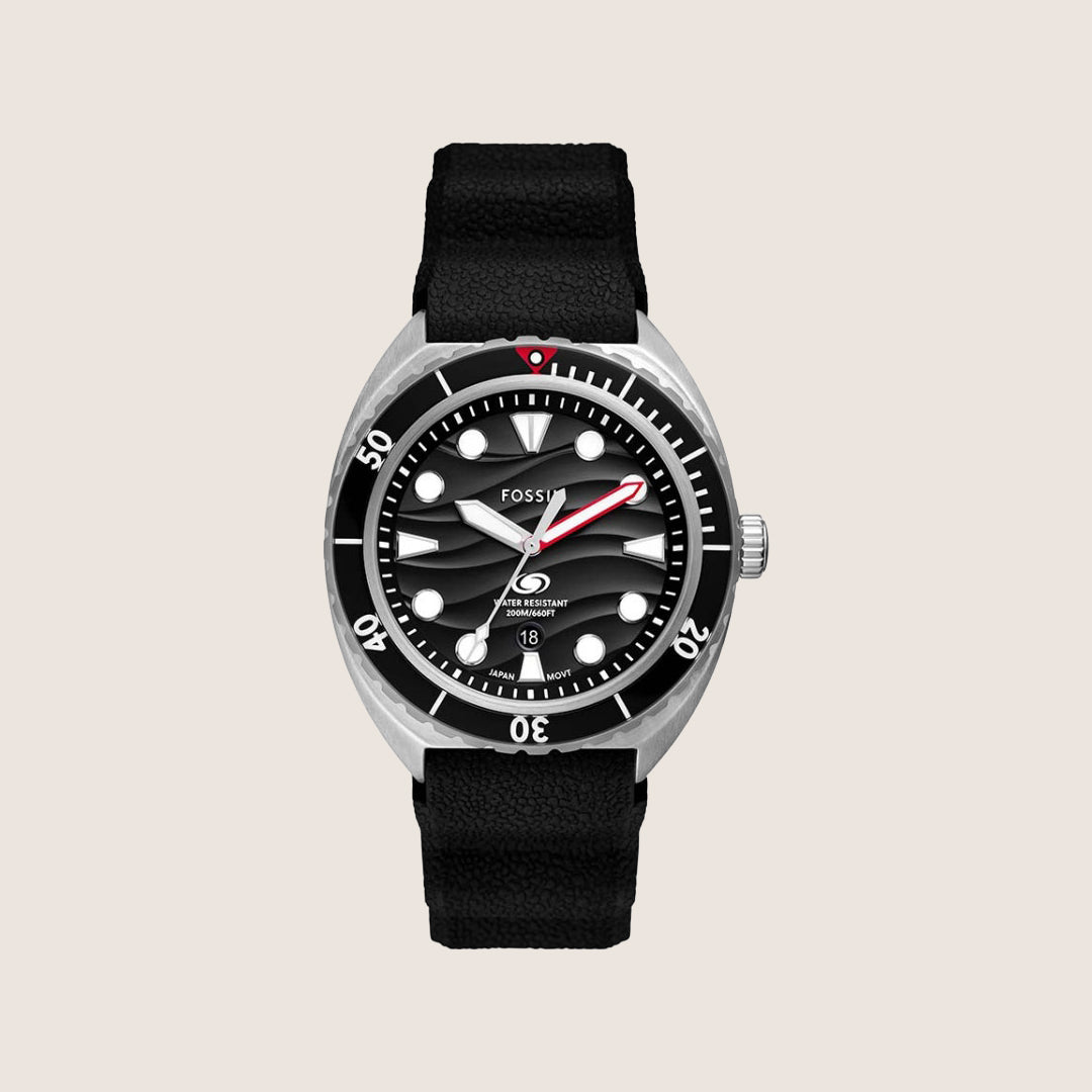 Fossil Mens Breaker Black Dial Silicone Watch FS6062