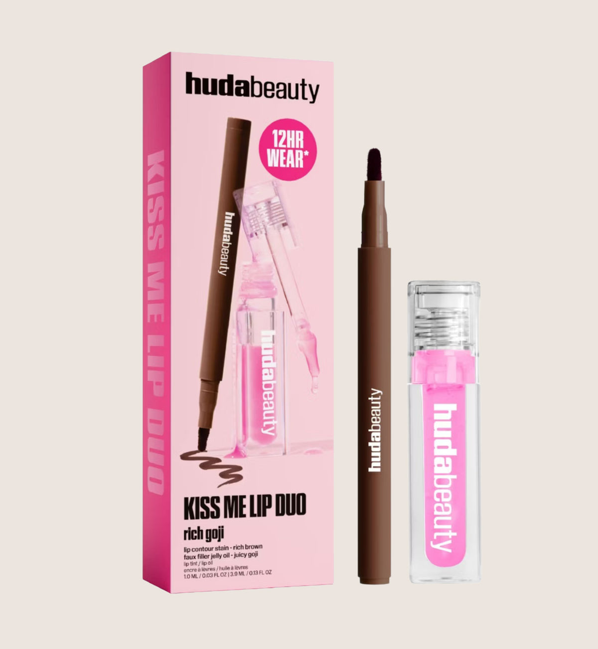Huda Beauty Kiss Me Lip Duo Rich Goji Beauty Gift Set For Her