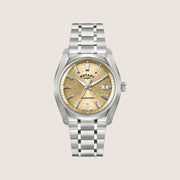 Rotary Mens Lumen Automatic Gold Dial Silver Stainless Steel Bracelet Watch RGB10011-03
