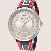 Versace Mens V Circle Watch Two-Tone Leather Signature VE5A01421