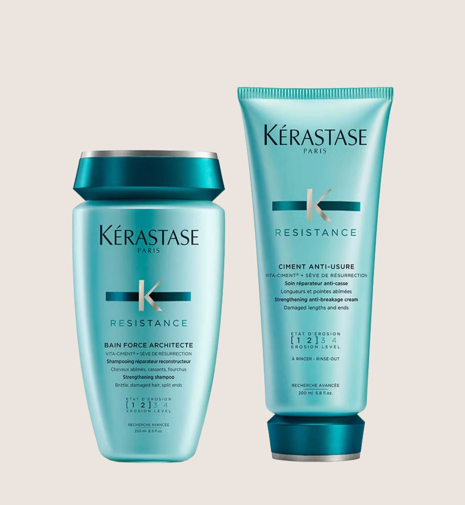 Kérastase Resistance Shampoo and Conditioner Set, Routine to Repair Dry Damaged Hair With Vita-Ciment Complex, Duo Set Cleansing Formula