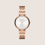 Armani Exchange Women's Dress Watch Rose Gold Silver Dial AX5901