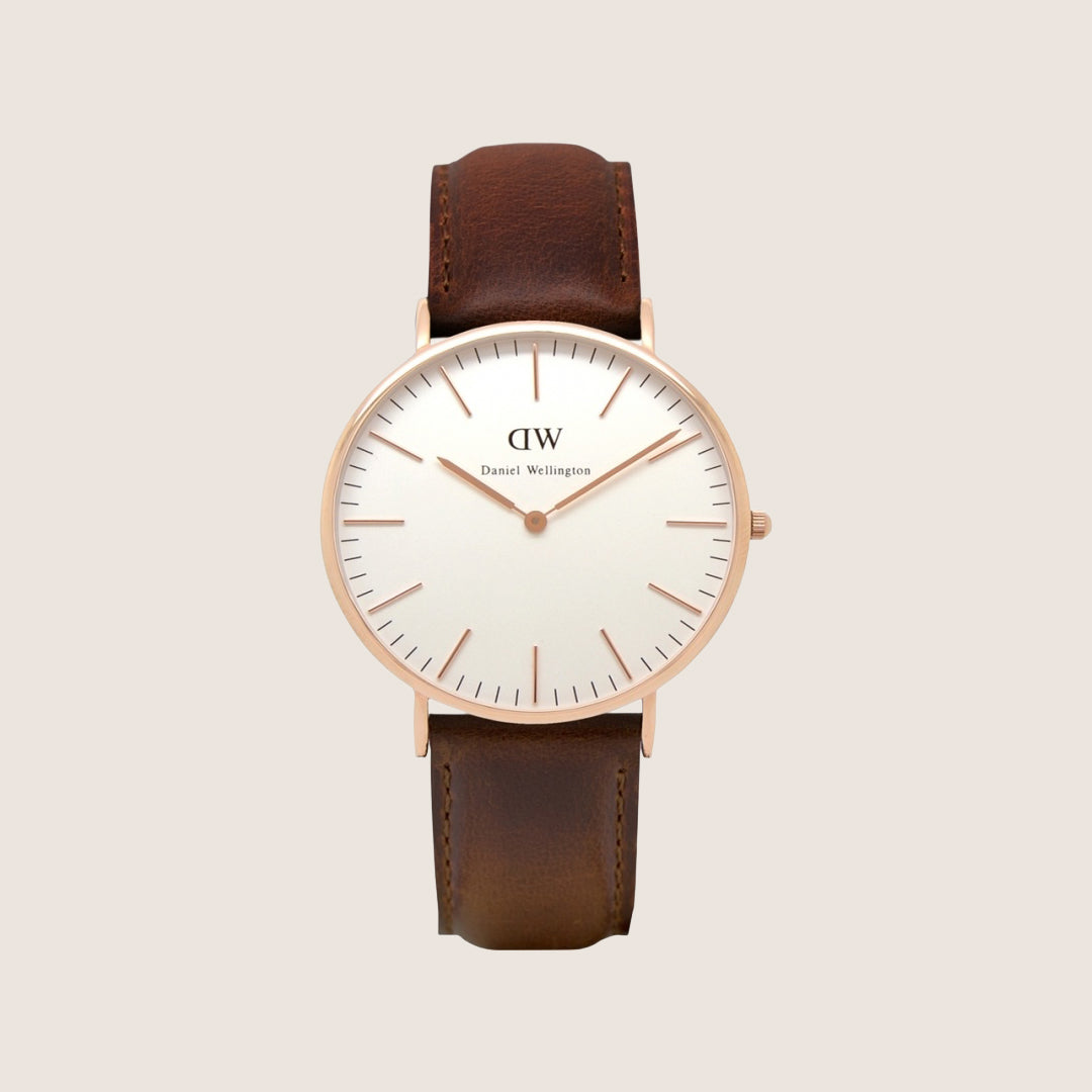 Daniel Wellington Mens Classic Bristol Rose Gold White Dial 40mm Watch DW00100...