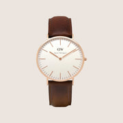Daniel Wellington Mens Classic Bristol Rose Gold White Dial 40mm Watch DW00100...