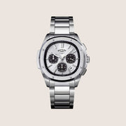 Rotary Mens Apex 100 Chronograph Black Dial Silver Stainless Steel Bracelet Watch RGB10031-07