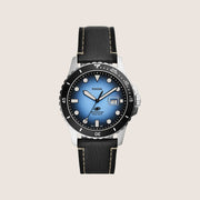 Fossil Mens Blue Dive Blue Dial Leather Watch FS5960