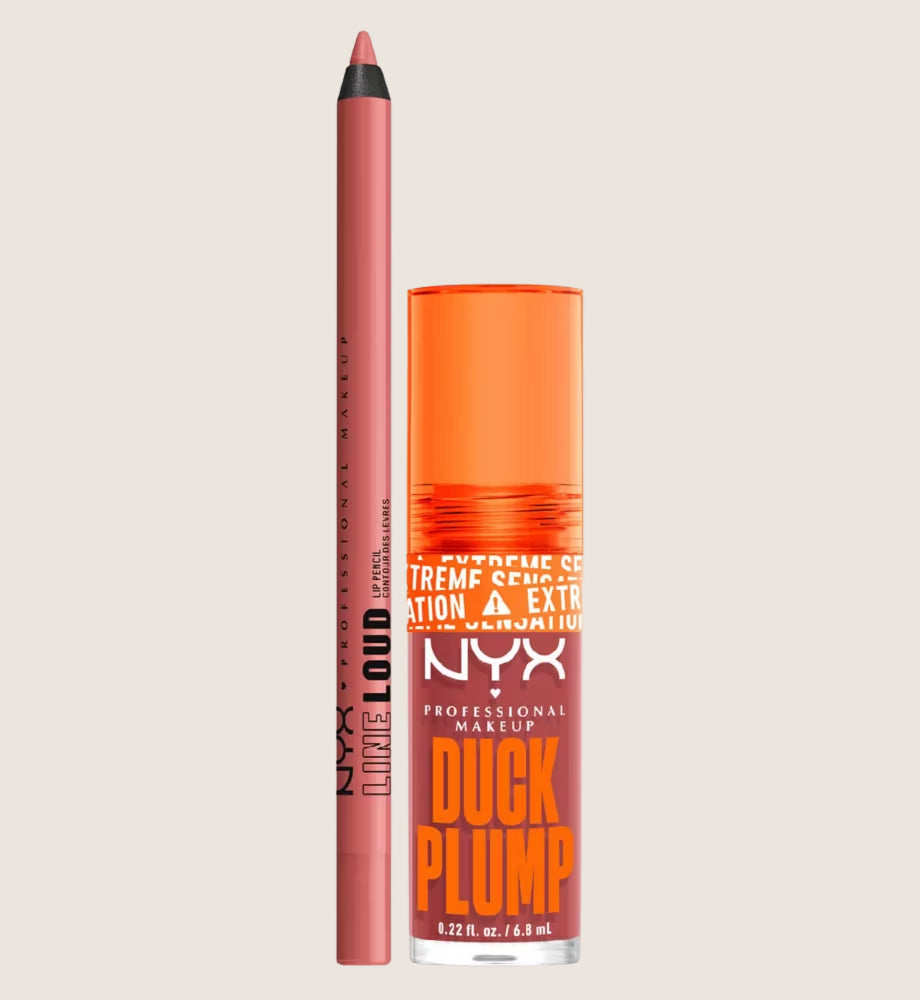 NYX Professional Makeup Duck Plump Nude + Line Loud Bundle Lip Liner & Lip Gloss Set