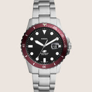 Fossil Men's Blue Dive Black Dial Silver Bracelet Watch FS6013