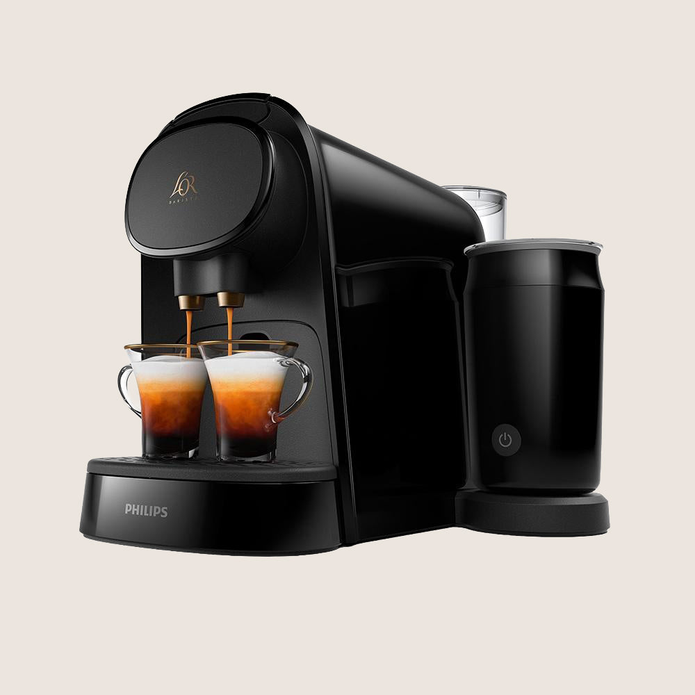 L'OR Latte by Philips LM8014/60 Coffee Machine with Milk Frother Dual Cup 19-Bar 1L