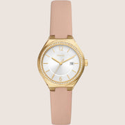 Fossil Eevie Pink Leather Strap Watch BQ3804