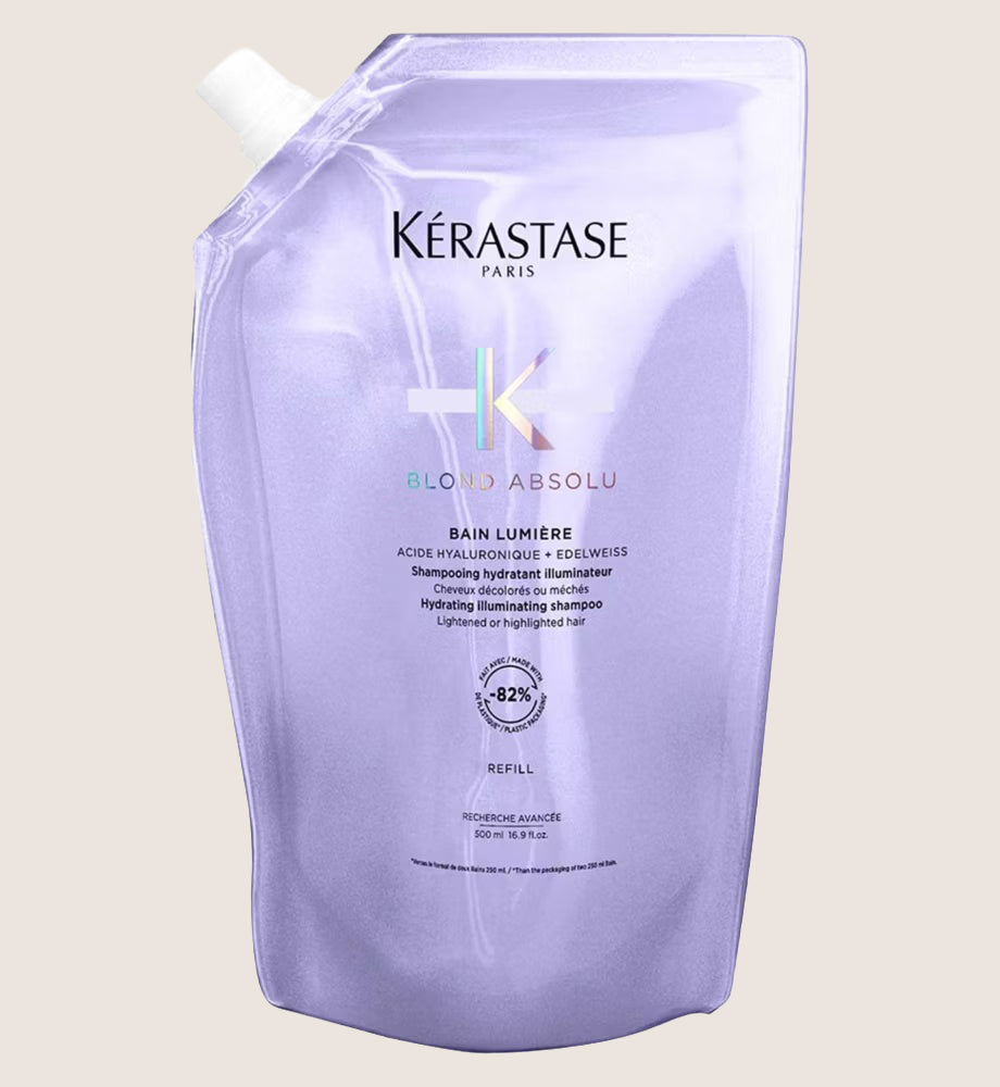 Kérastase Blond Absolu Shampoo Hydrating Refill Pouch for Lightened & Highlighted Blonde Hair with Hyaluronic Acid Hydrating Formula 500ml