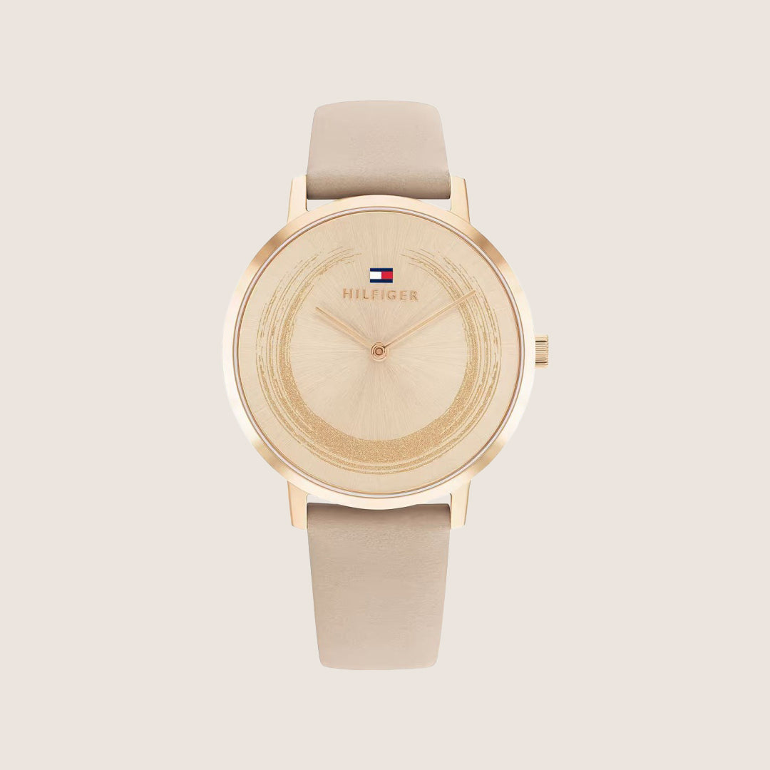 Tommy Hilfiger Women's Classic Rose Gold Dial Khaki Leather Strap 1782602