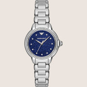 Emporio Armani Silver Bracelet Classic Blue Dial Ladies Watch AR11630