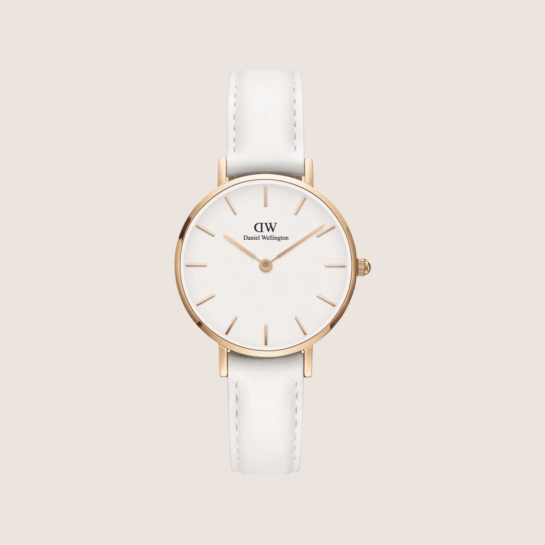 Daniel Wellington Women's Petite Bondi Rose Gold Leather White Dial Watch DW00100249
