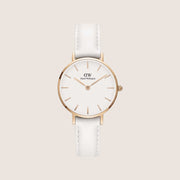 Daniel Wellington Women's Petite Bondi Rose Gold Leather White Dial Watch DW00100249