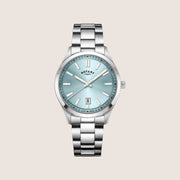 Rotary Mens Heritage Blue Dial Silver Stainless Steel Bracelet Round Watch RGB05520-77