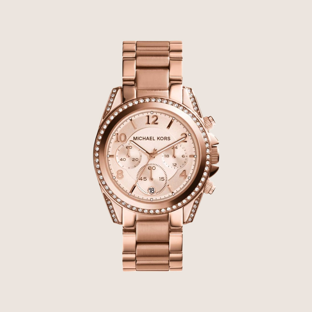 Michael Kors Women's Blair Clear Stone-Set Rose Gold Dial Watch MK5263
