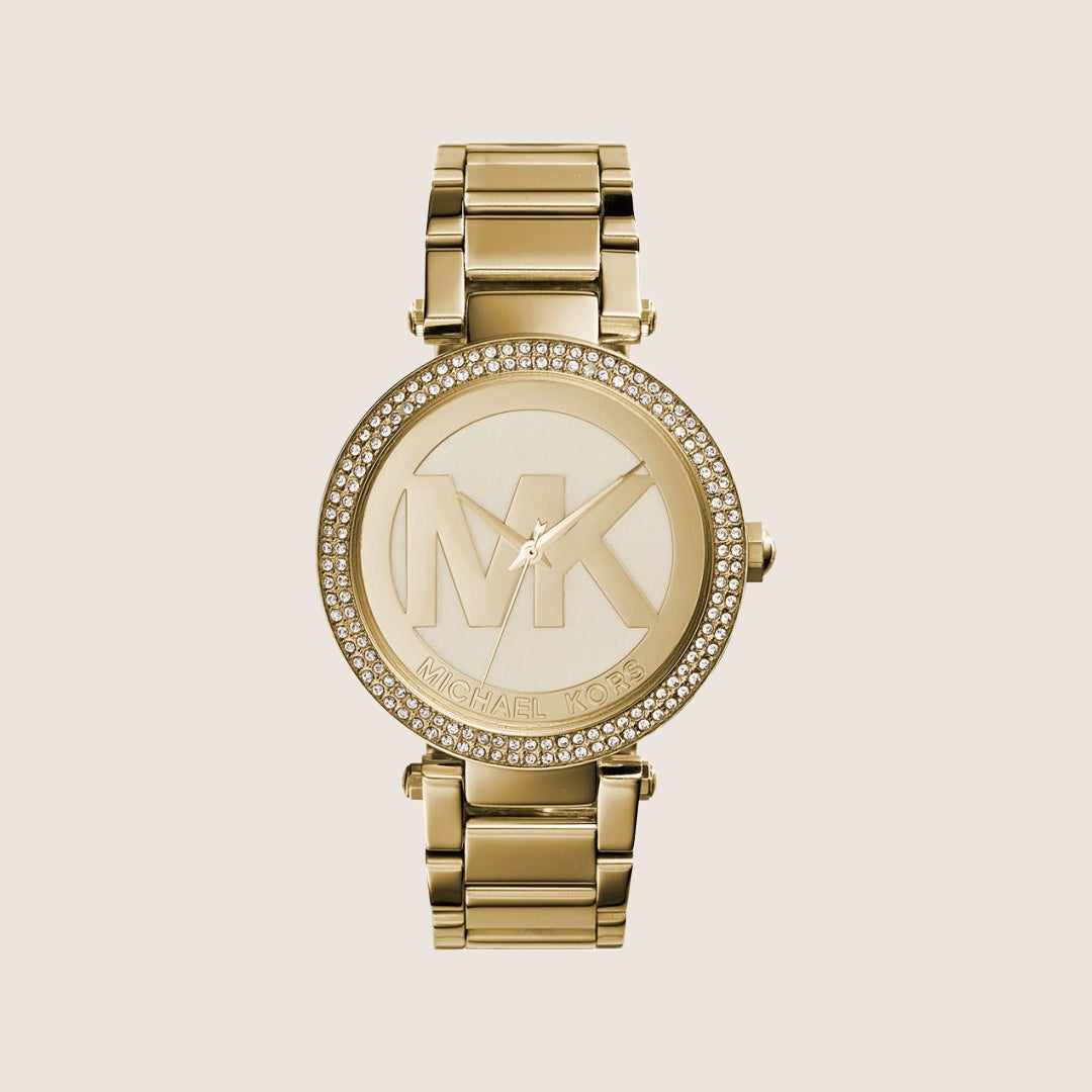 Michael Kors Women's Parker Clear Stone-Set Gold Dial Watch MK5784