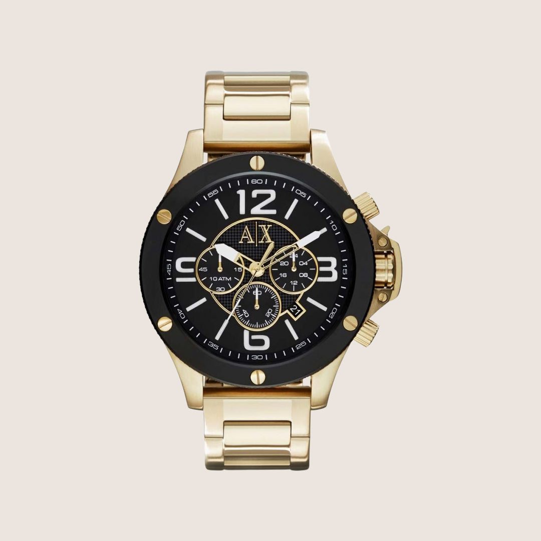 Armani Exchange Men's Urban Watch Black Dial Gold-Tone Bracelet AX1511